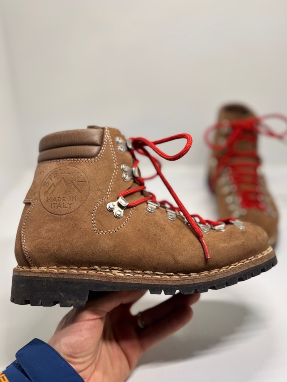 Stellina Made in Italy Hiking Boots Vibram Sole Brown Leather Alpine Mens US 8 - Picture 11 of 15
